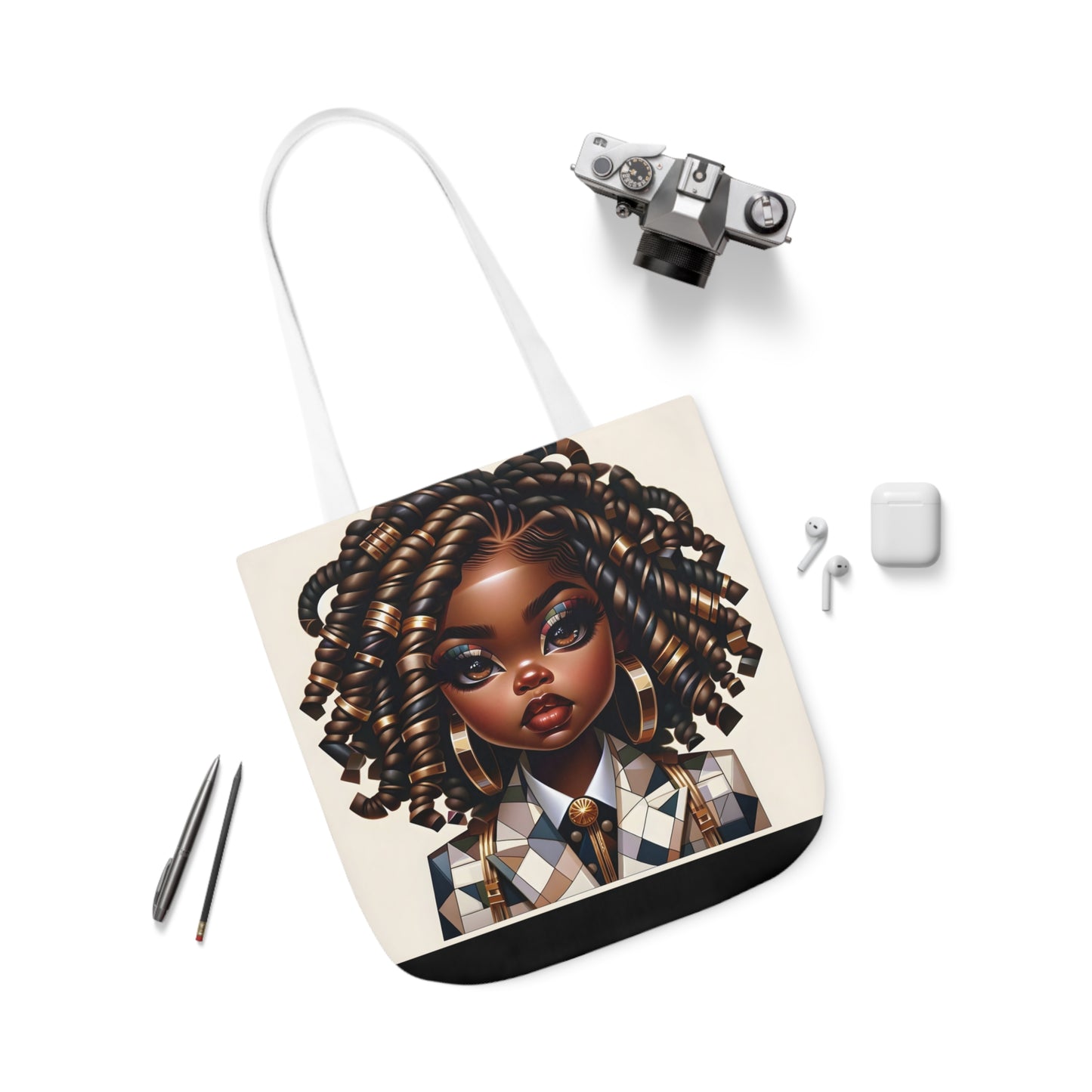 Canvas Tote Bag, 5-Color Straps - Regal Radiance: Tote Art Collection - #2011A