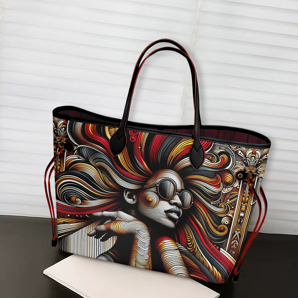 Rhythmic Radiance: Afrocentric Artistry for Fashion Accessories - Women PU Leather Handbags - #2015