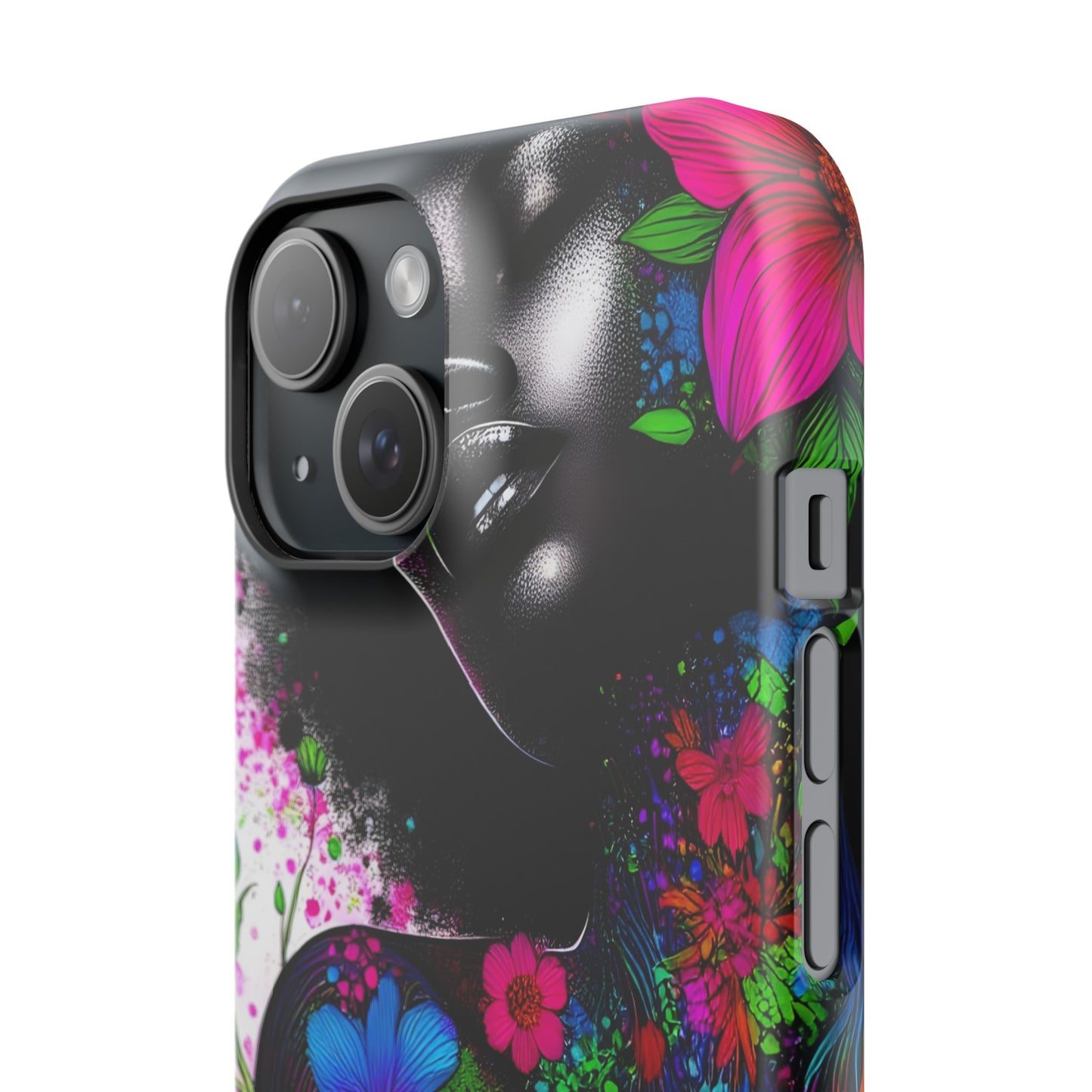 Slim Phone Cases - Black Girl Art - Velvet's View - Floral Fusion - The Essence of Nature and Beauty