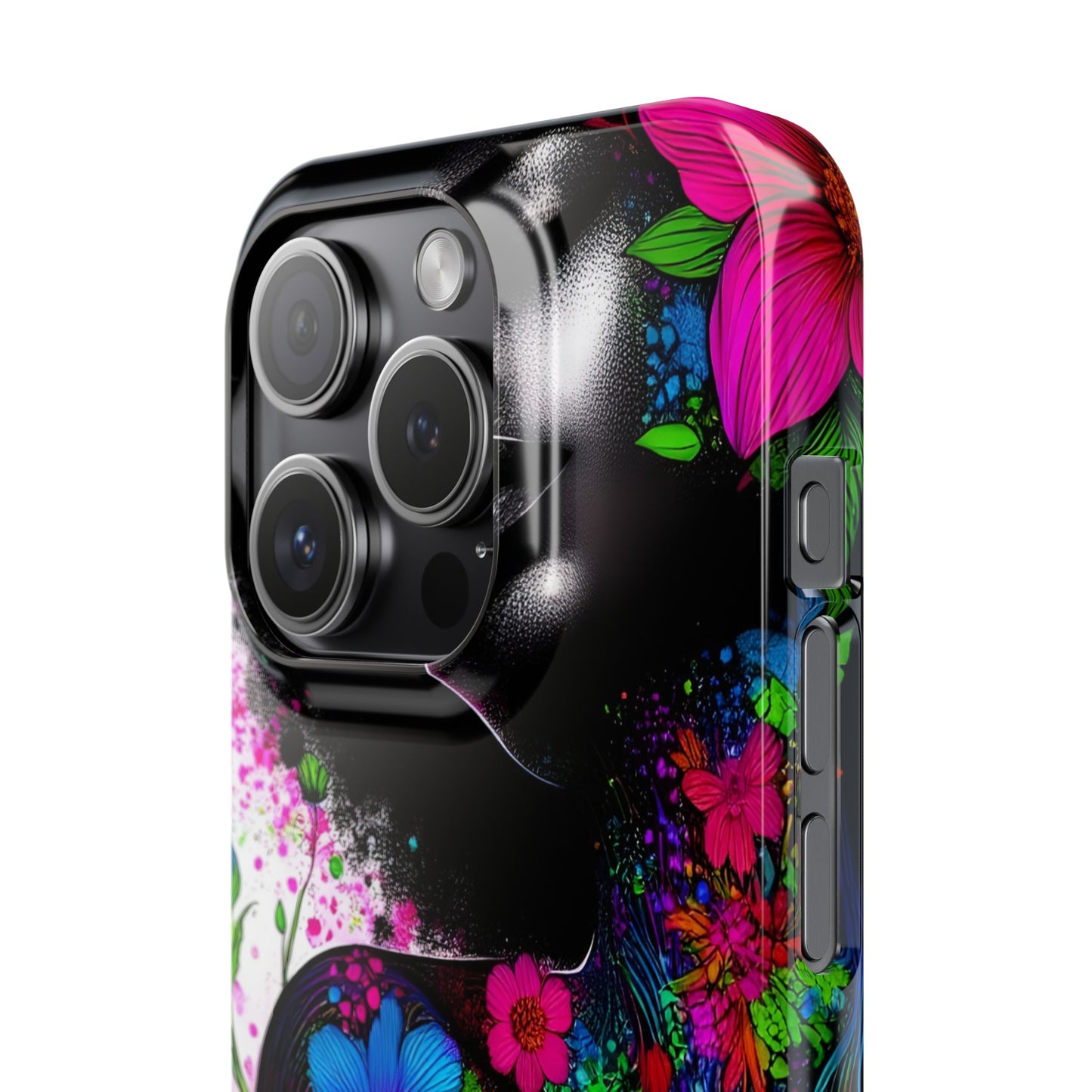 Slim Phone Cases - Black Girl Art - Velvet's View - Floral Fusion - The Essence of Nature and Beauty