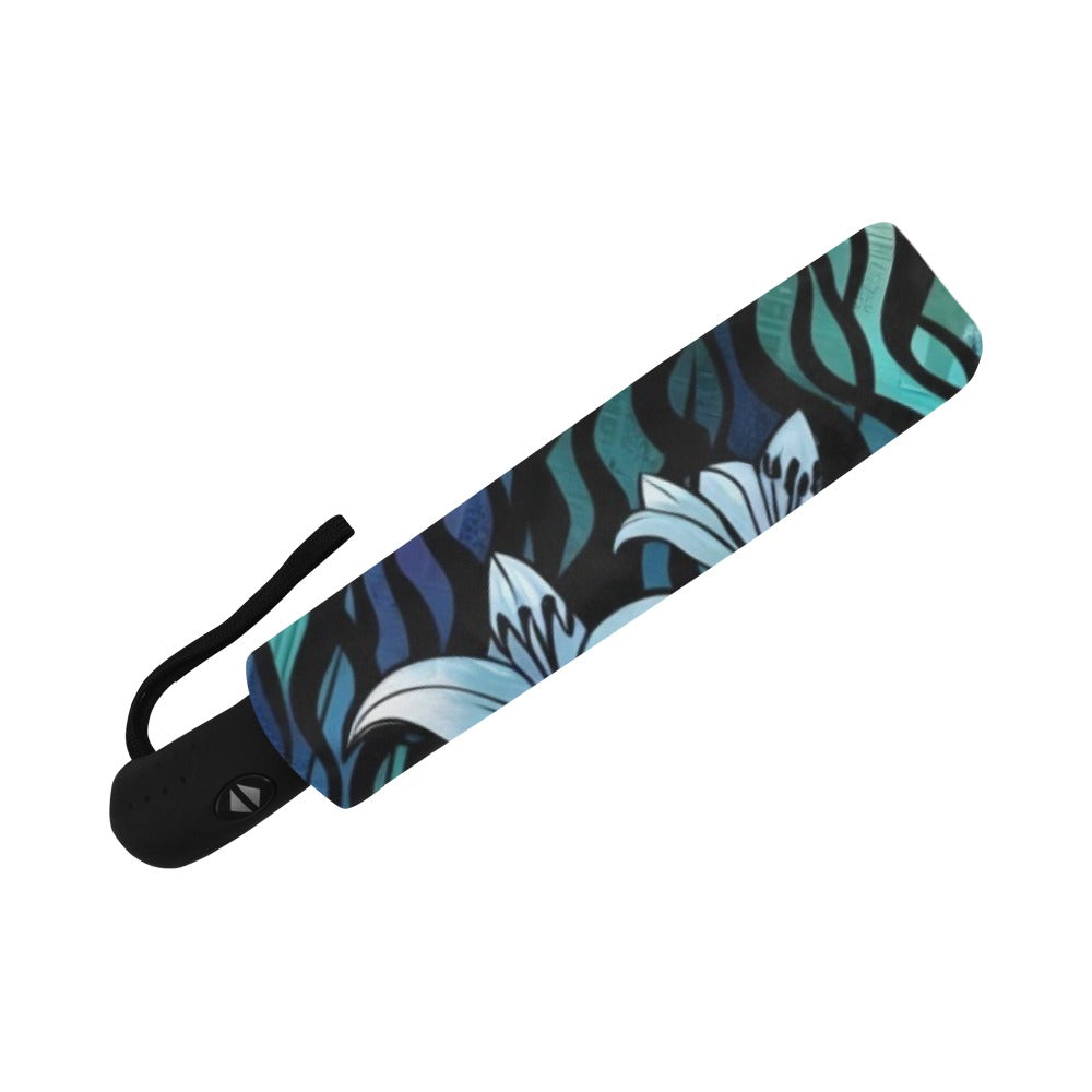 Urban Blossoms: Vibrant Cityscapes and Floral Dreams – Collection - Auto-Foldable Umbrella (Model U04) - #2012
