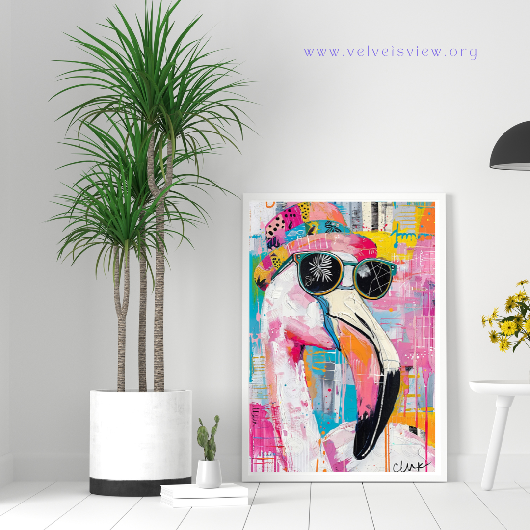 Black Girl Art - Velvet's View Digital Art - Funky Flamingos 518