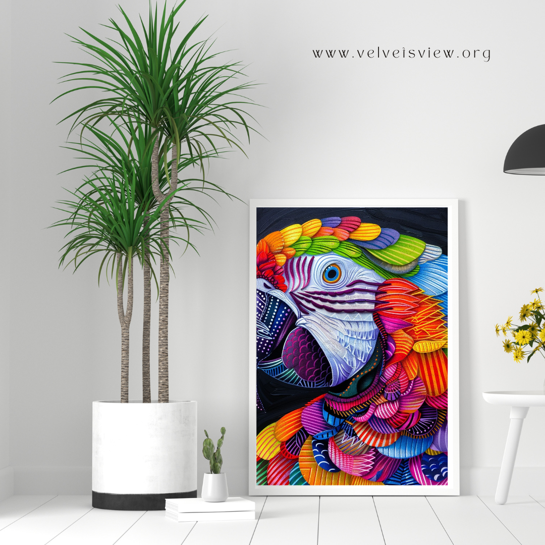 Black Girl Art – Animal Digital Prints - Velvet's View – Vibrant Parrot Paradise: Neon Feathered Beauties