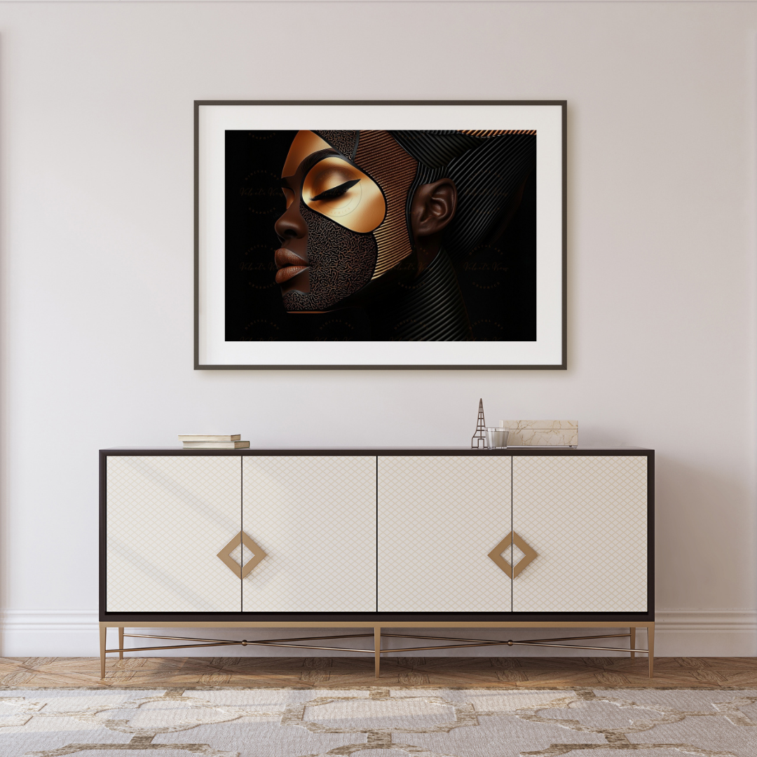 Black Girl Art - Velvets View - Golden Essence: A Celebration of Beauty and Power - #5631478