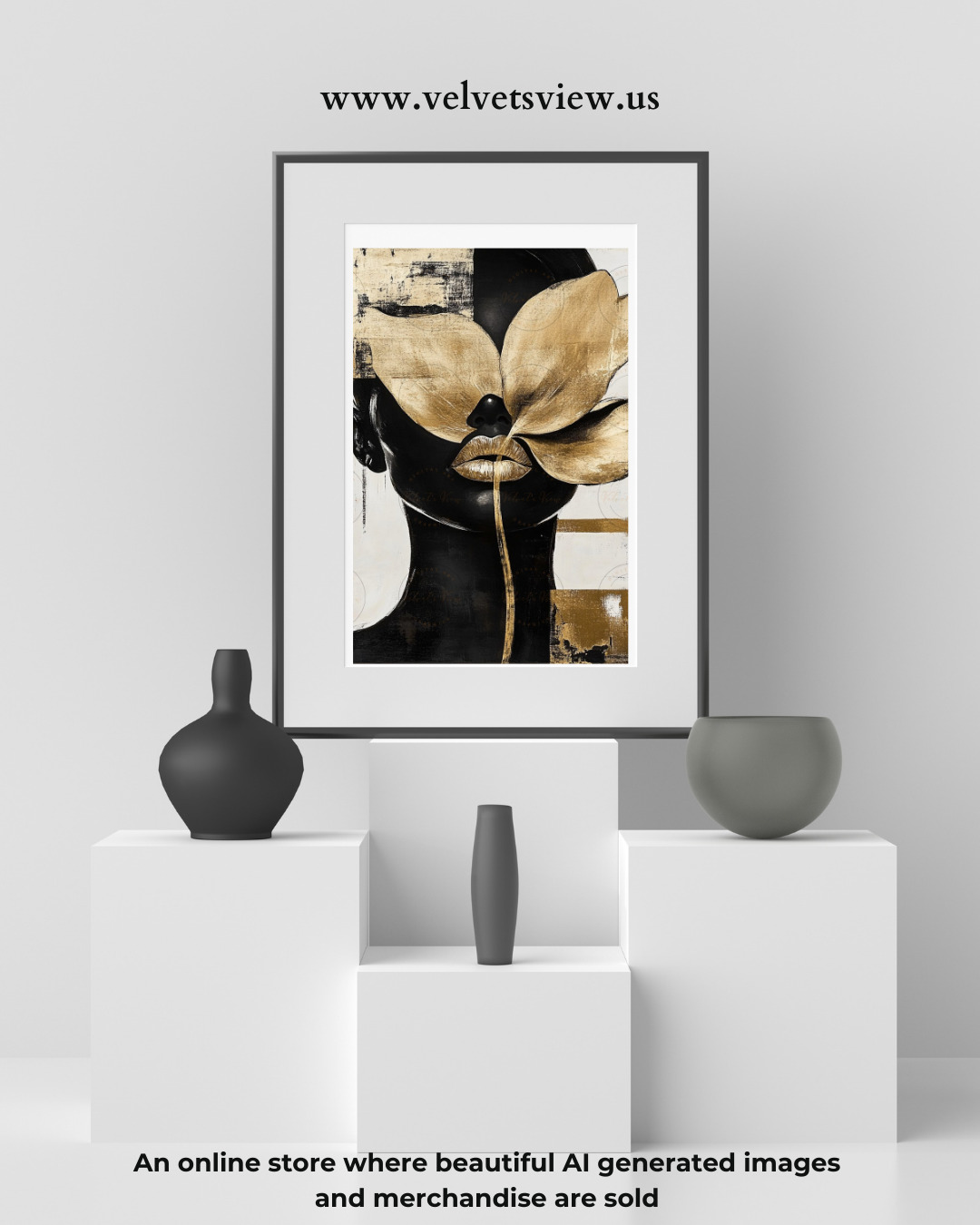 Black Girl Art - Velvets View - Golden Whispers: A Radiance Reimagined 410