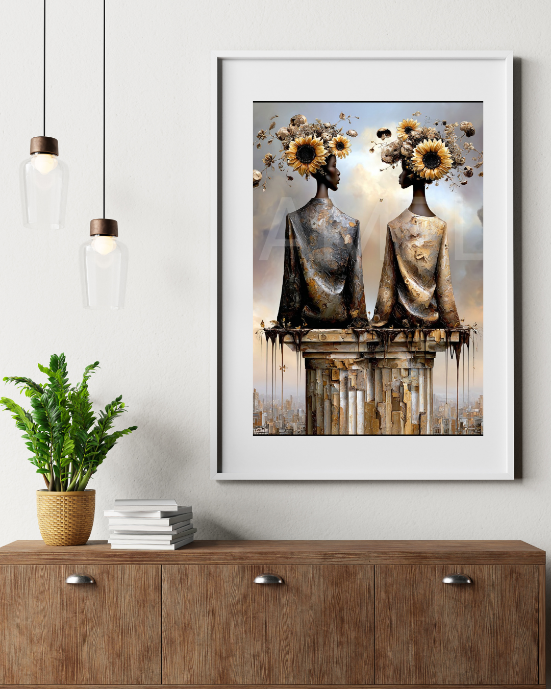 🌻Sunflower Thrones: Afro-Surreal Love & Royalty Digital Art Collection – Velvet’s View Exclusive - 741J31