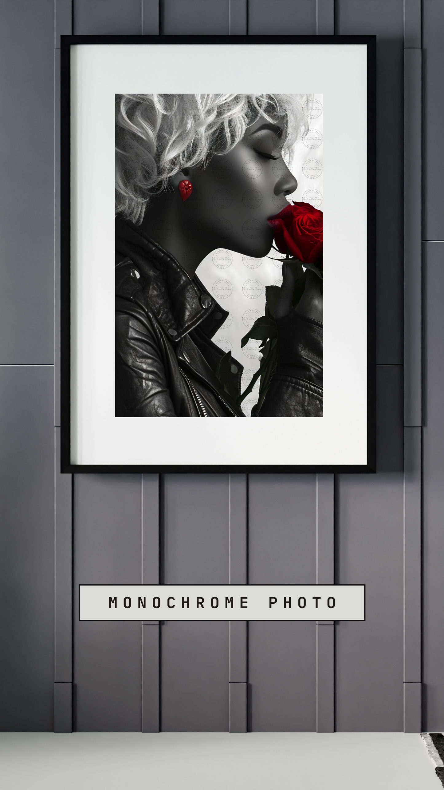 Black Girl Art – Female Digital Prints - Velvet's View – Crimson Mystique: A Monochromatic Romance