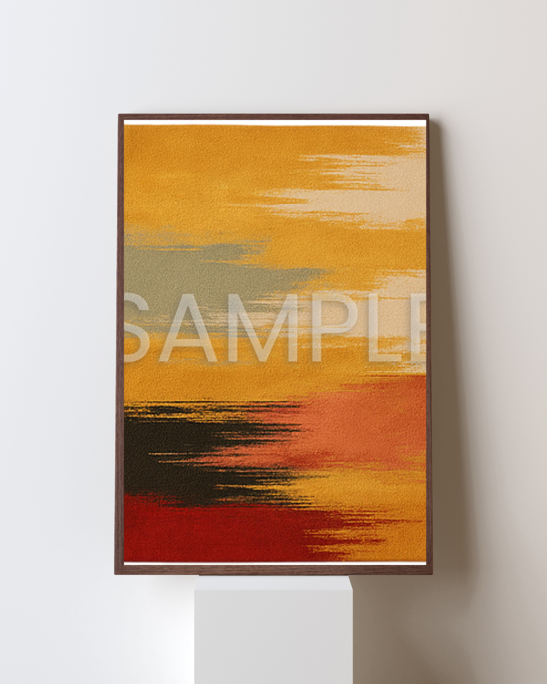 Modern Geometric Bathroom Set | Gold & Red Abstract Shower Curtain | Bold Afro-Inspired Bath Décor – Bath Rug 20''x 32'' – K285514