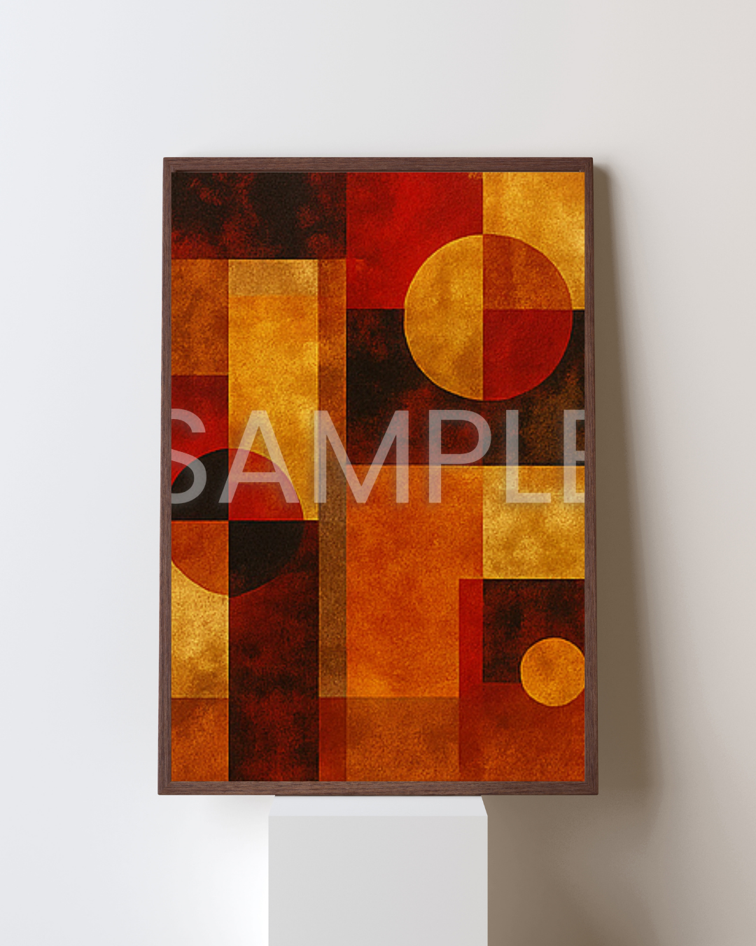Modern Geometric Bathroom Set | Gold & Red Abstract Shower Curtain | Bold Afro-Inspired Bath Decor - Shower Curtain 72"x84" - J239959