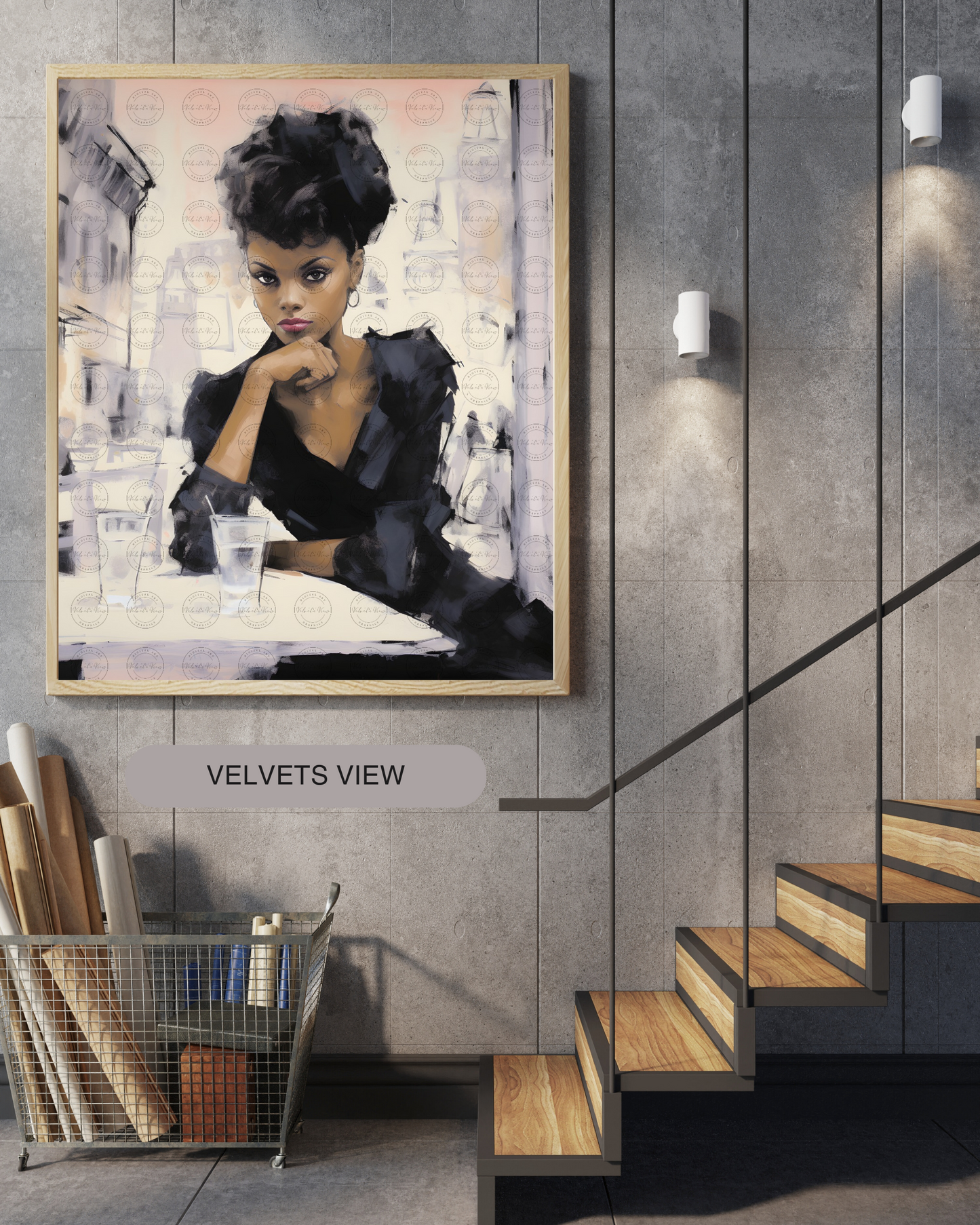 Black Girl Art – Female Digital Prints - Velvet's View – Café Chic: A Moment in Monochrome