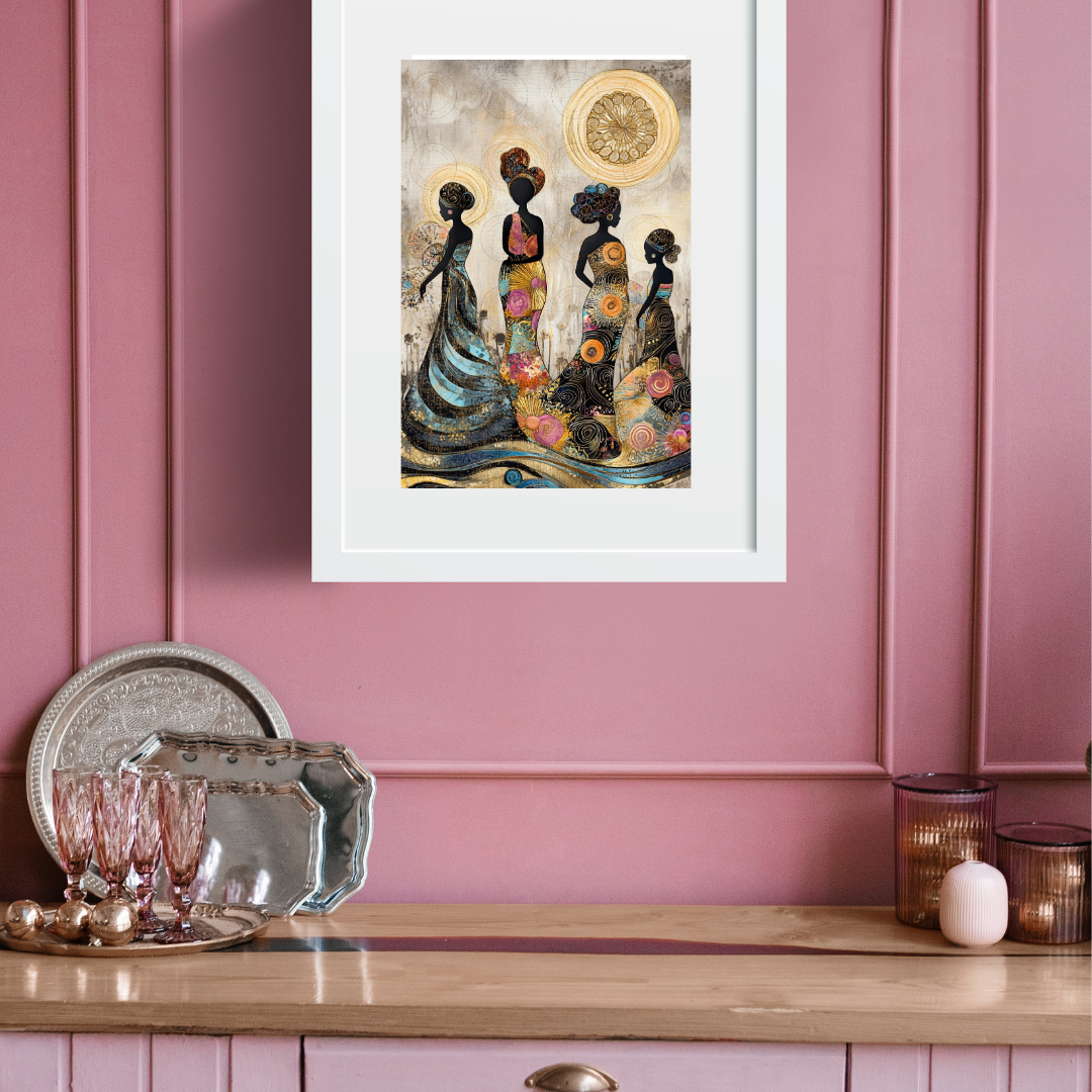 Black Girl Art - Velvets View Digital Art - Silhouettes of Tradition - Celebrating African Elegance 666