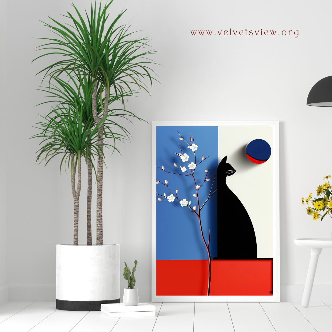 Black Girl Art - Velvet's View Digital Art - Feline Elegance: Minimalist Cat Art Collection 1015