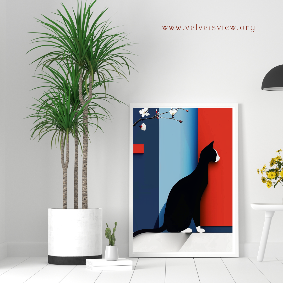 Black Girl Art - Velvet's View Digital Art - Feline Elegance: Minimalist Cat Art Collection 1011