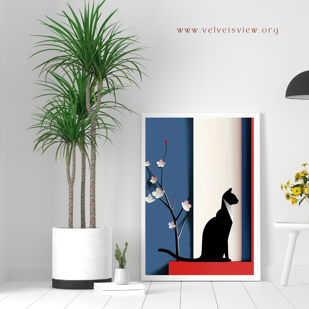 Black Girl Art - Velvet's View Digital Art - Feline Elegance: Minimalist Cat Art Collection 1014