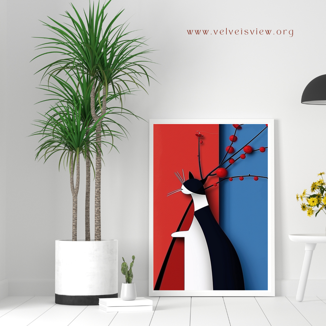 Black Girl Art - Velvet's View Digital Art - Feline Elegance: Minimalist Cat Art Collection 1012