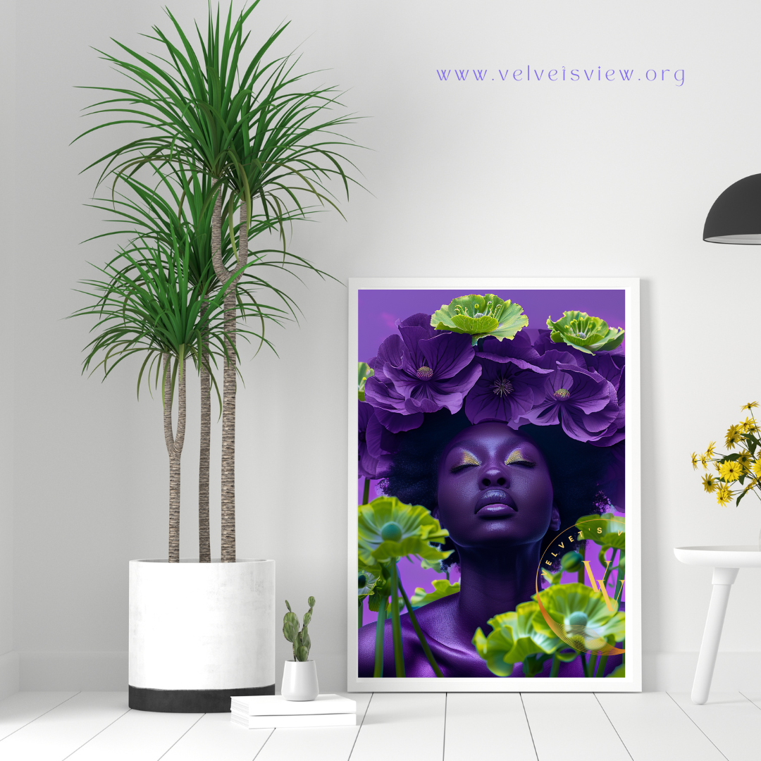 Black Girl Art – Female Digital Prints - Velvet's View – Floral Reverie