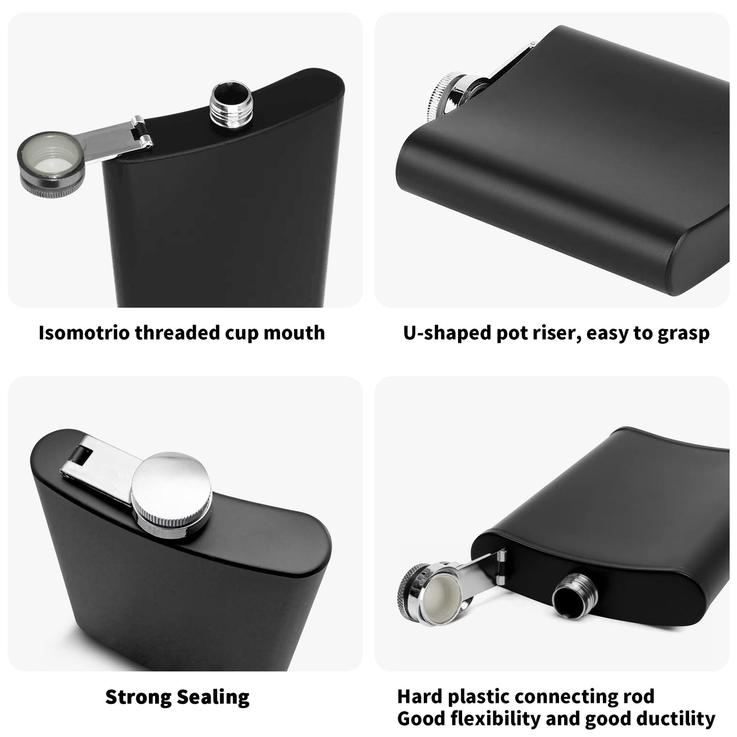 Hip Flask Set 7oz Black Stainless Steel with A Gift Box - Velvet's View - Elegant Silhouettes - A Tribute to Timeless Beauty