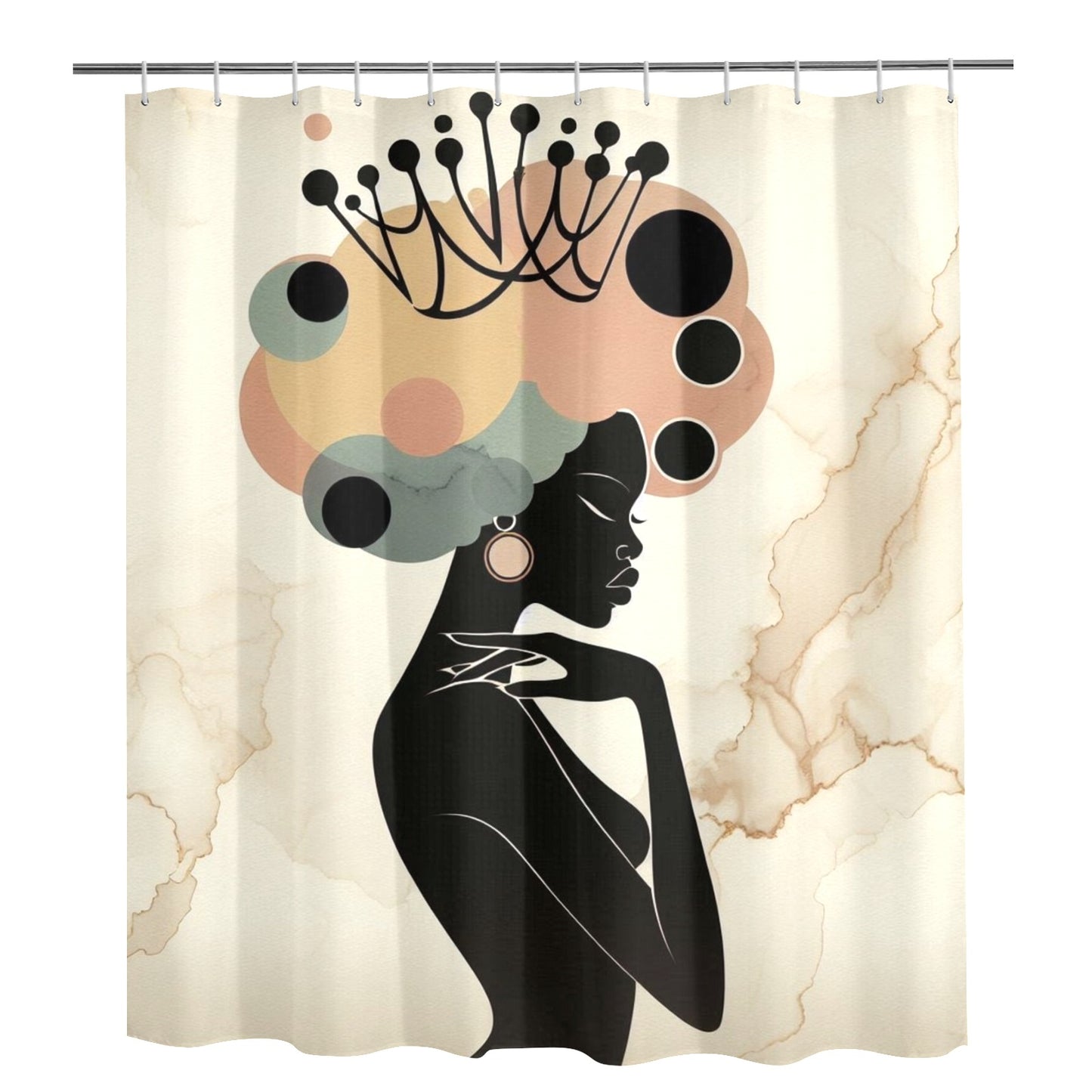 Afro Royalty Shower Curtain Collection – Black Queen Silhouette Art for Bathroom Décor - 64824525