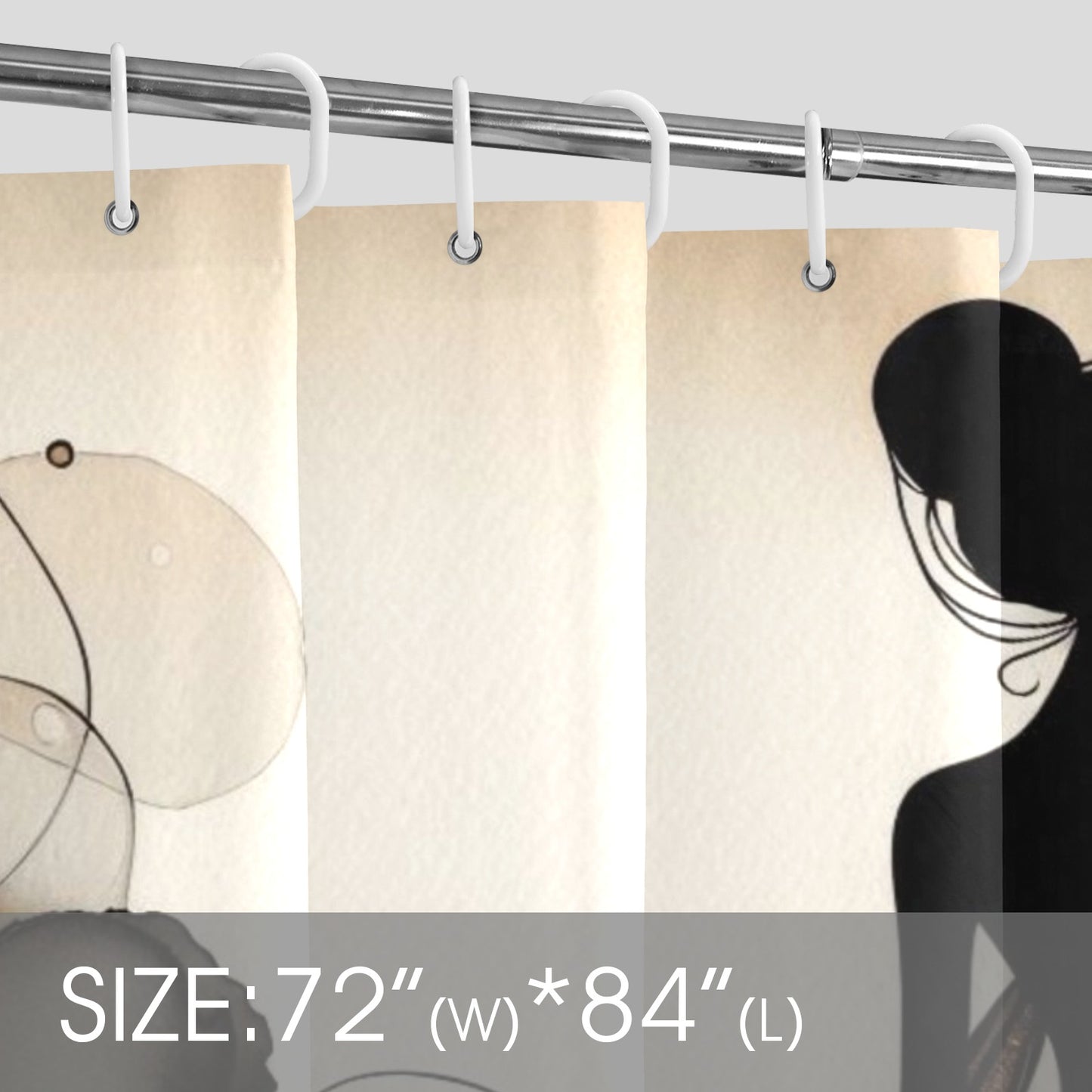 Golden Grace: Afro Silhouette Shower Curtain Collection – Luxury Black Woman Art for Modern Bathrooms - 12074448