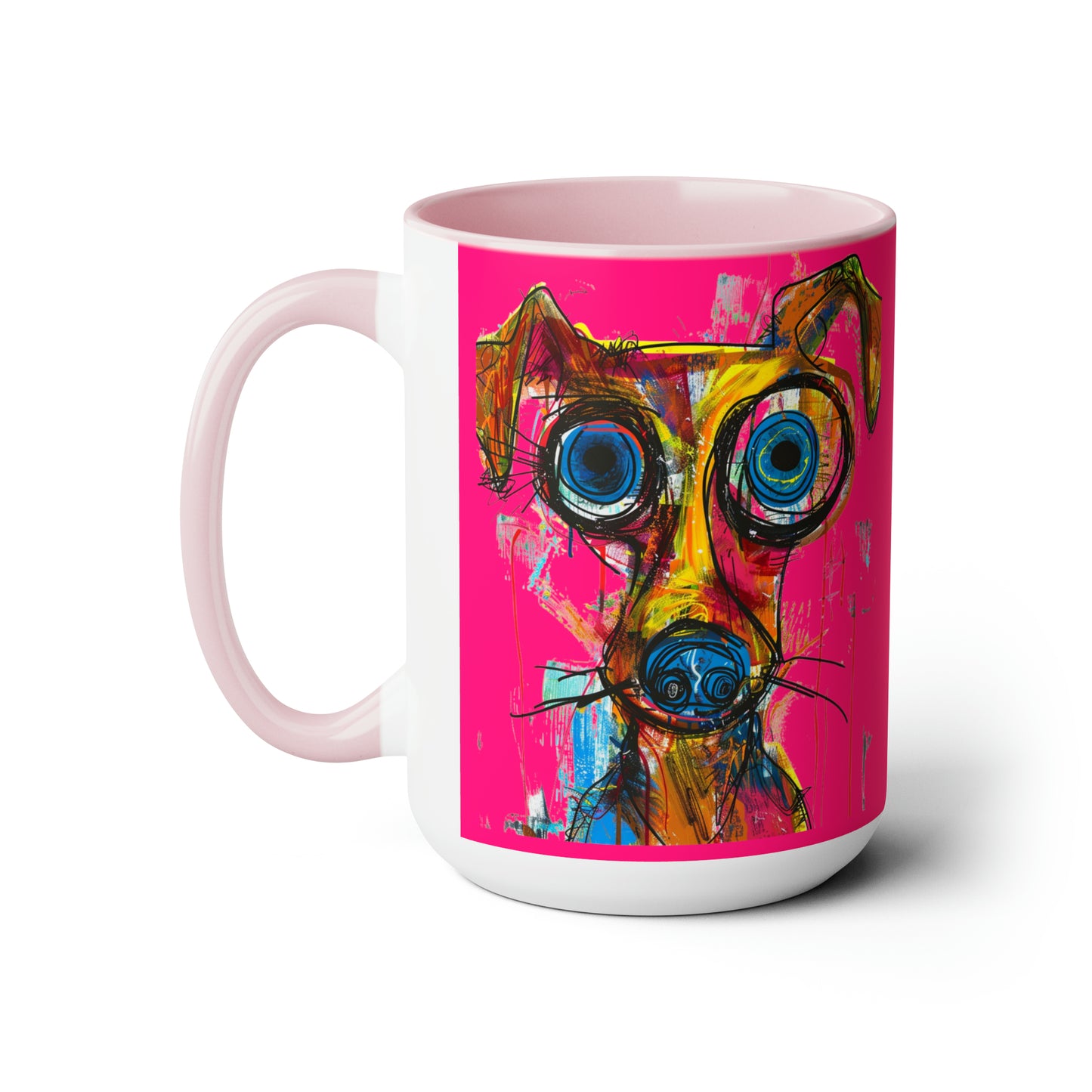 Funny Dog Two-Tone Coffee Mugs, 15oz