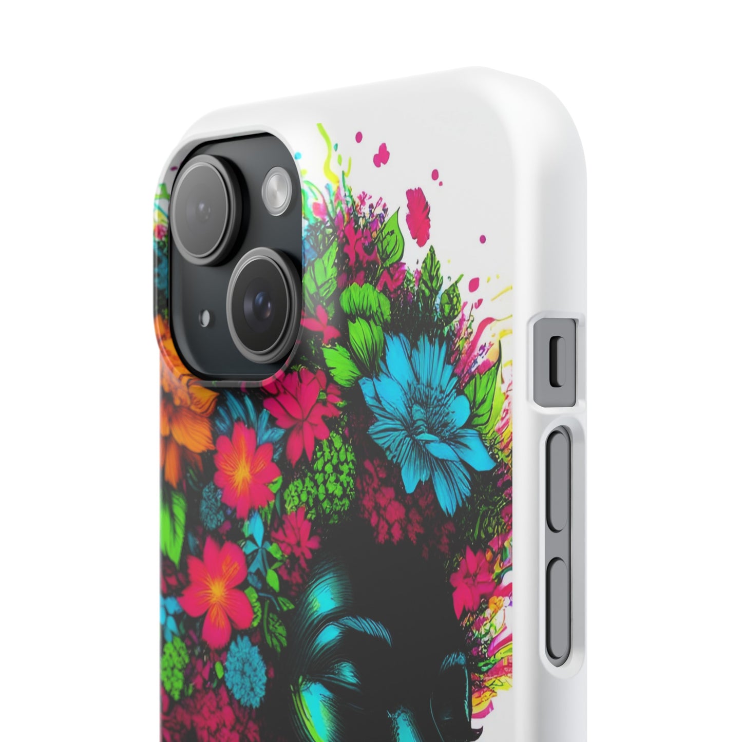Slim Phone Cases - Black Girl Art - Velvet's View - Floral Fusion - The Essence of Nature and Beauty