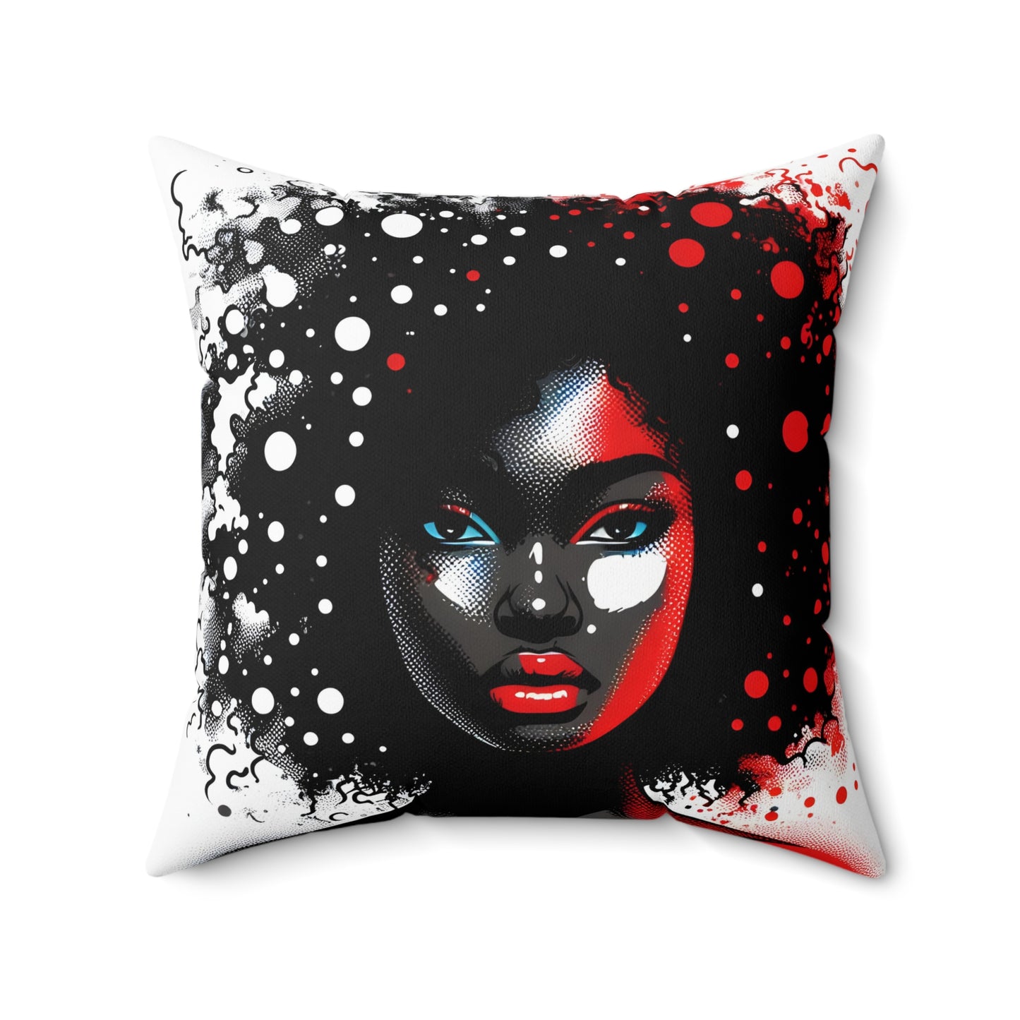 Spun Polyester Square Pillow - Black Girl Art - Velvet's View - Vibrant Visions Collection