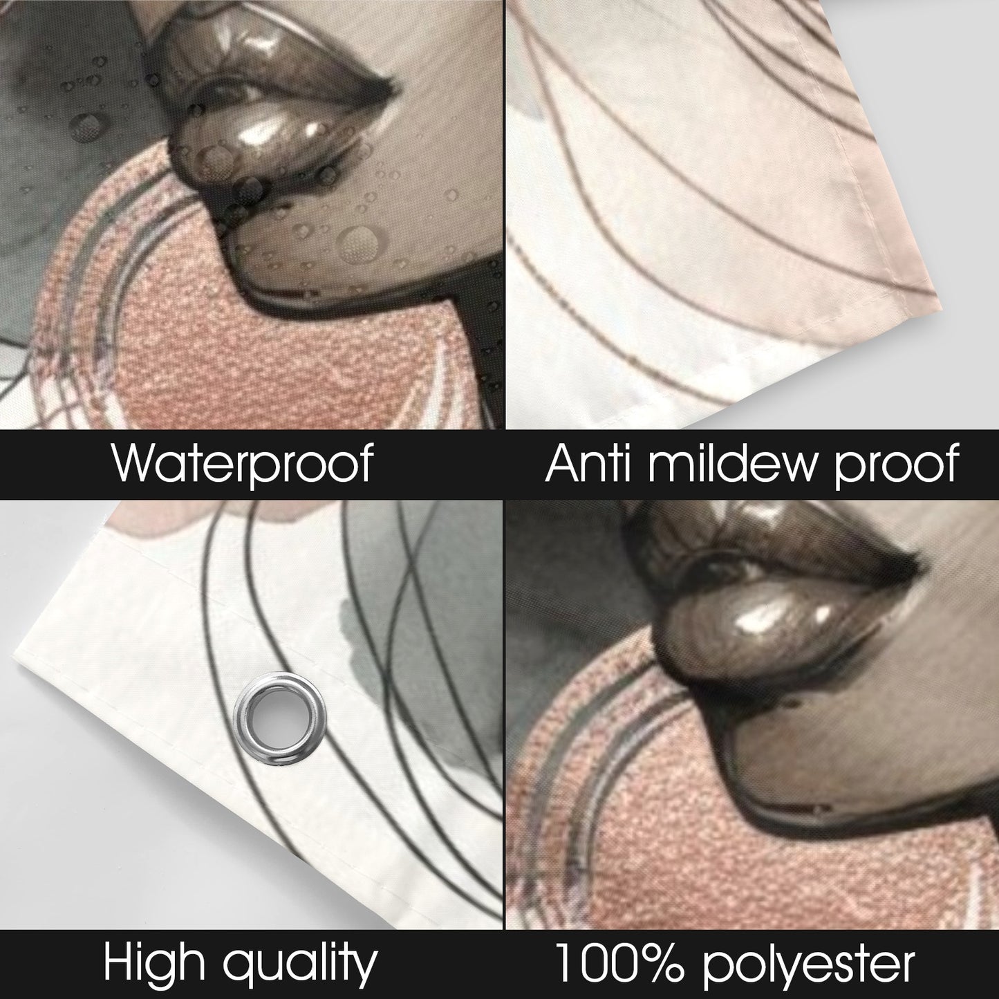 Minimalist Afrocentric Shower Curtain Collection – Black Woman Line Art, Boho Melanin Home Decor - 7498493