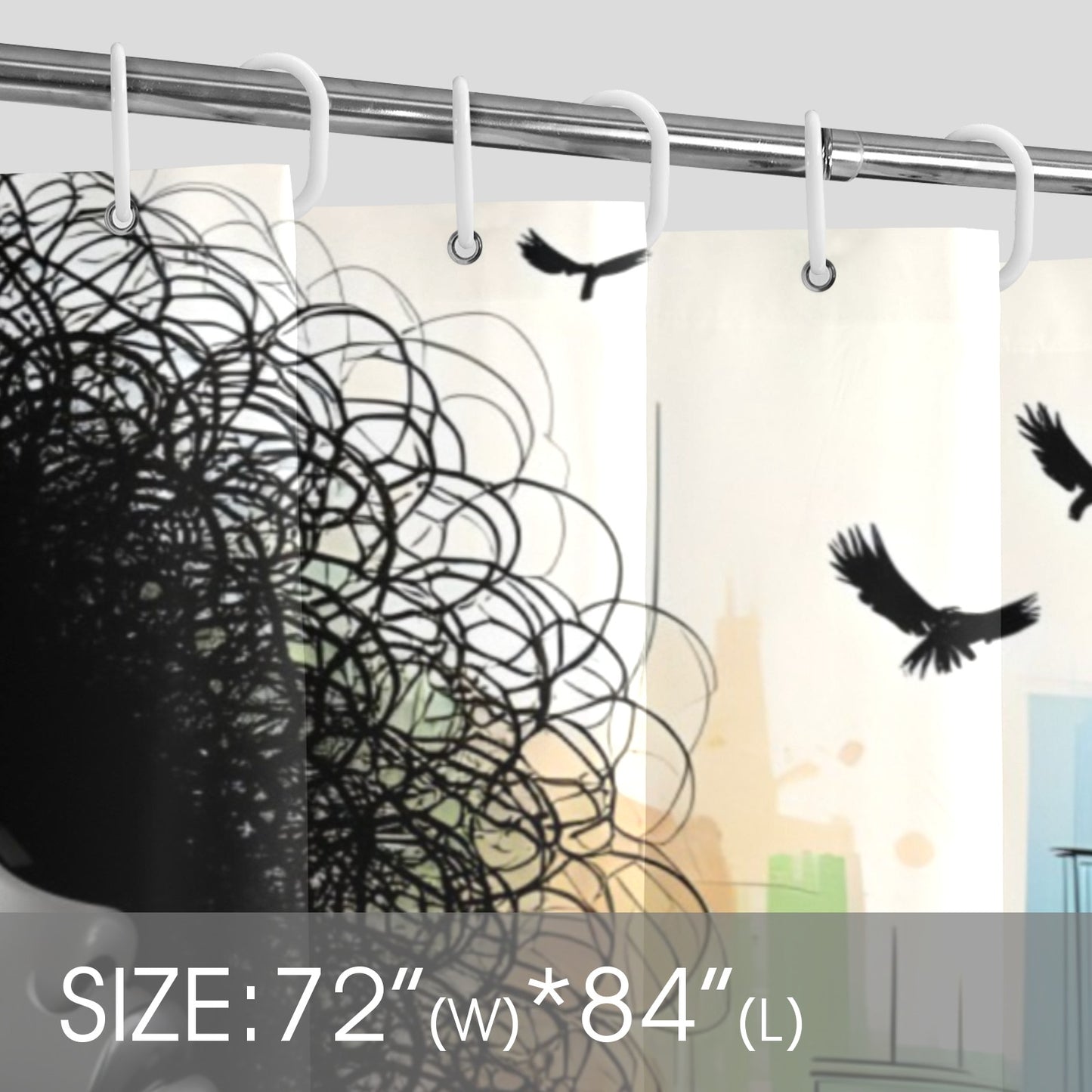 Urban Blossoms: Vibrant Cityscapes and Floral Dreams Collection - Shower Curtain 72"x84" - #2011