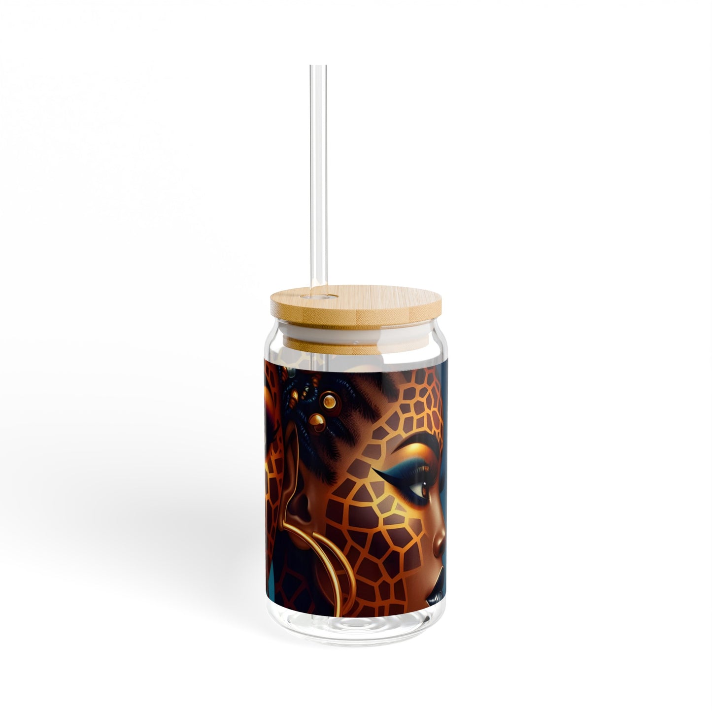 Sipper Glass - Black Girl Art - Velvet's View - Regal Radiance Collection - 16oz