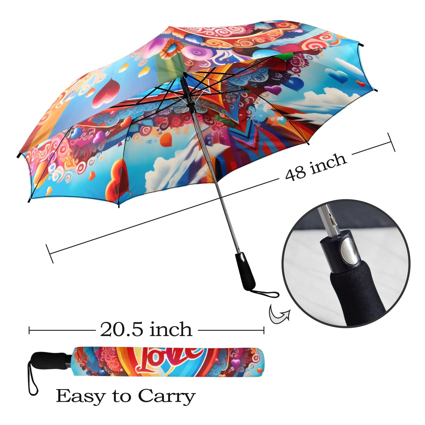 Radiant Hearts Collection - Semi-Automatic Foldable Umbrella (Model U12) - #2012