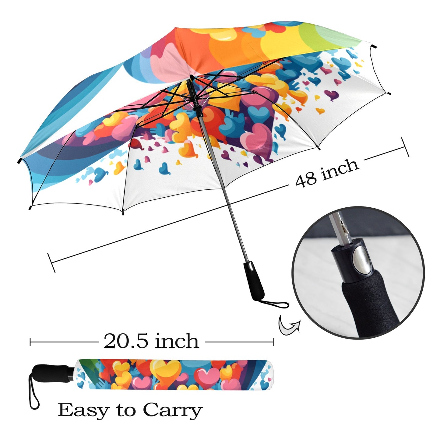 Radiant Hearts Collection - Semi-Automatic Foldable Umbrella (Model U12) - #2014