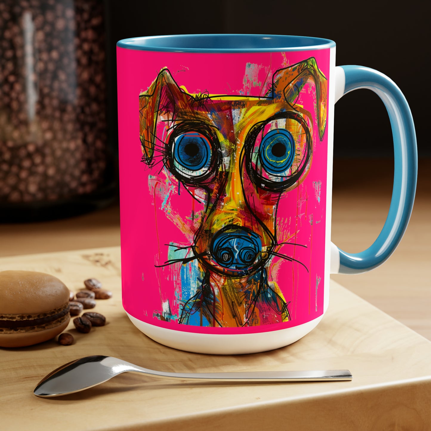 Funny Dog Two-Tone Coffee Mugs, 15oz