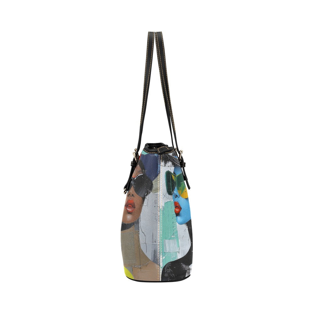 Fashion Queens: A Digital Art Collection - Leather Tote Bag/Large (Model 1651) - #2011