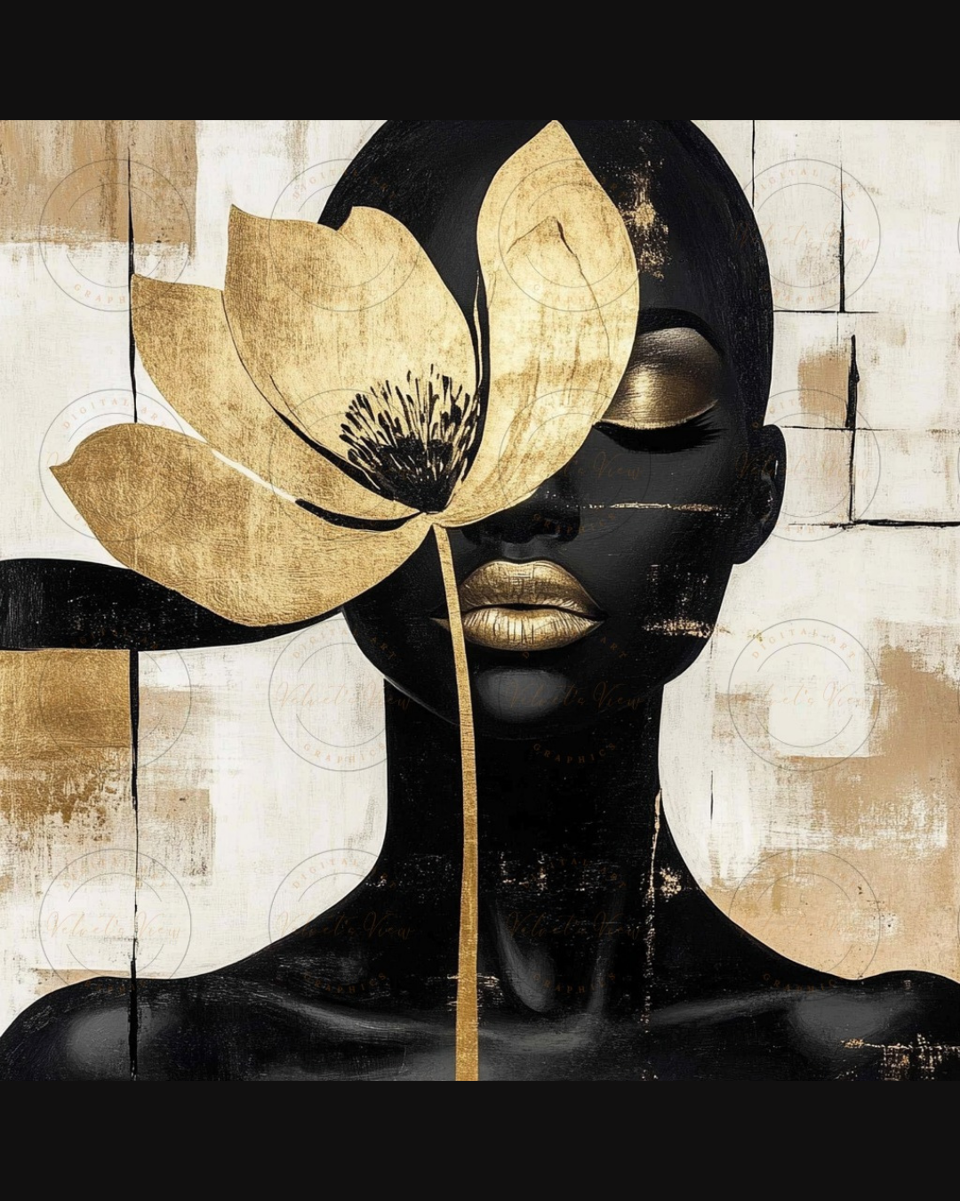 Black Girl Art - Velvets View - Golden Whispers: A Radiance Reimagined 407