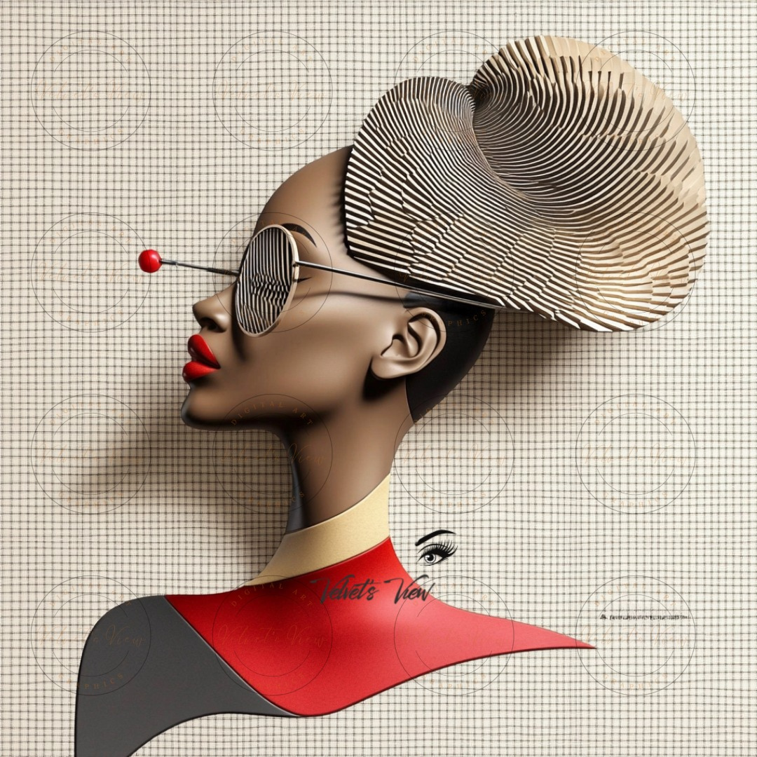 Black Girl Art - Velvets View Digital Art - Elegance in Perspective: Where Bold Lines Meet Timeless Sophistication 406