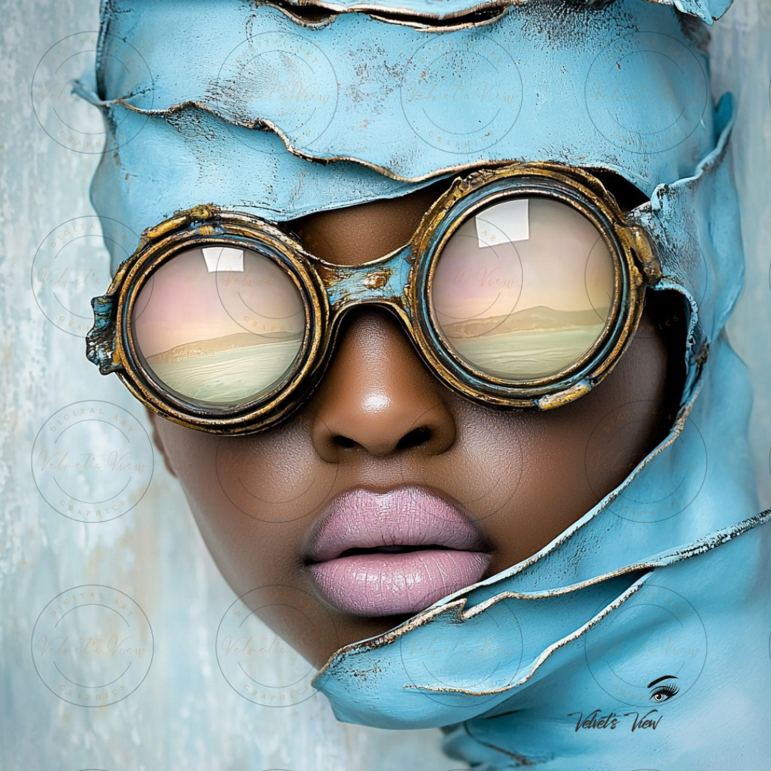 Black Girl Art - Velvets View - Reflections in Blue: The Modern Muse 307