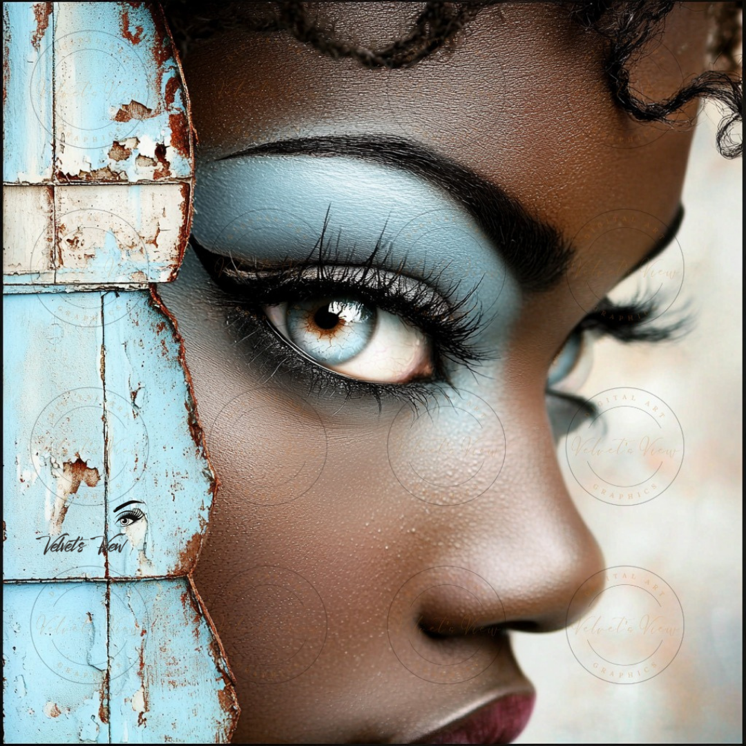 Black Girl Art - Velvets View - Reflections in Blue: The Modern Muse 305