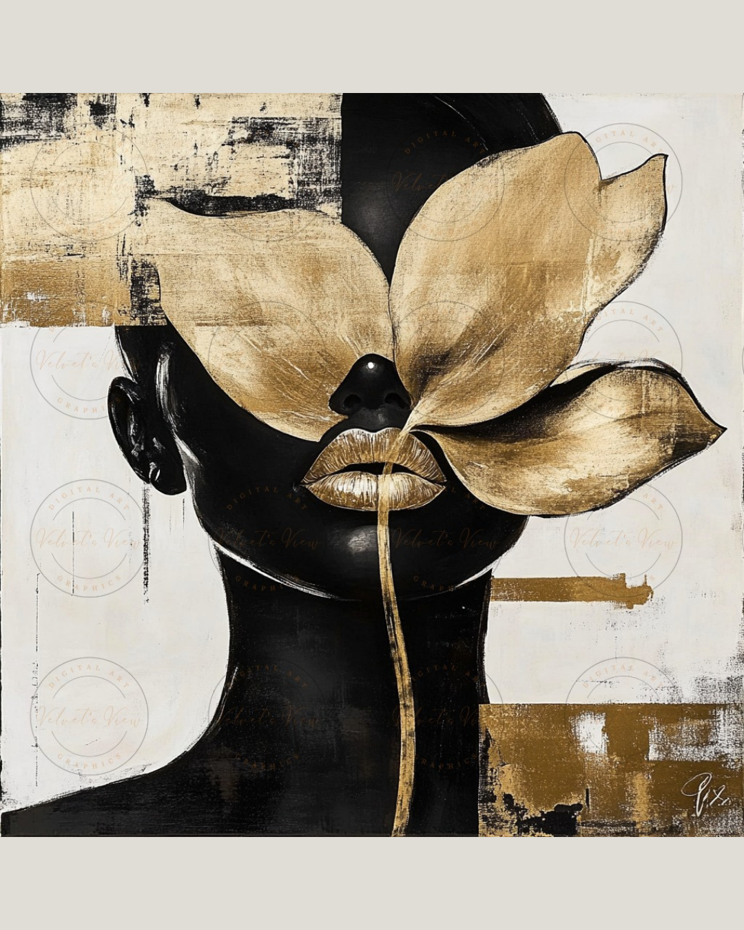 Black Girl Art - Velvets View - Golden Whispers: A Radiance Reimagined 410