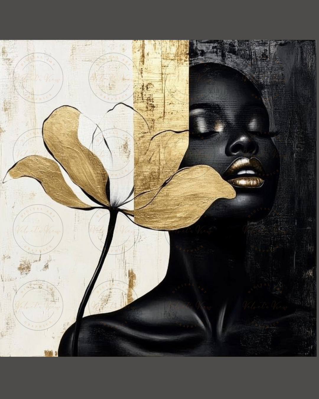 Black Girl Art - Velvets View - Golden Whispers: A Radiance Reimagined 412