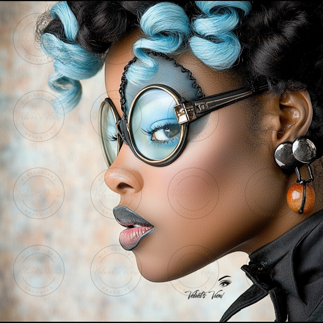Black Girl Art - Velvets View - Reflections in Blue: The Modern Muse 315