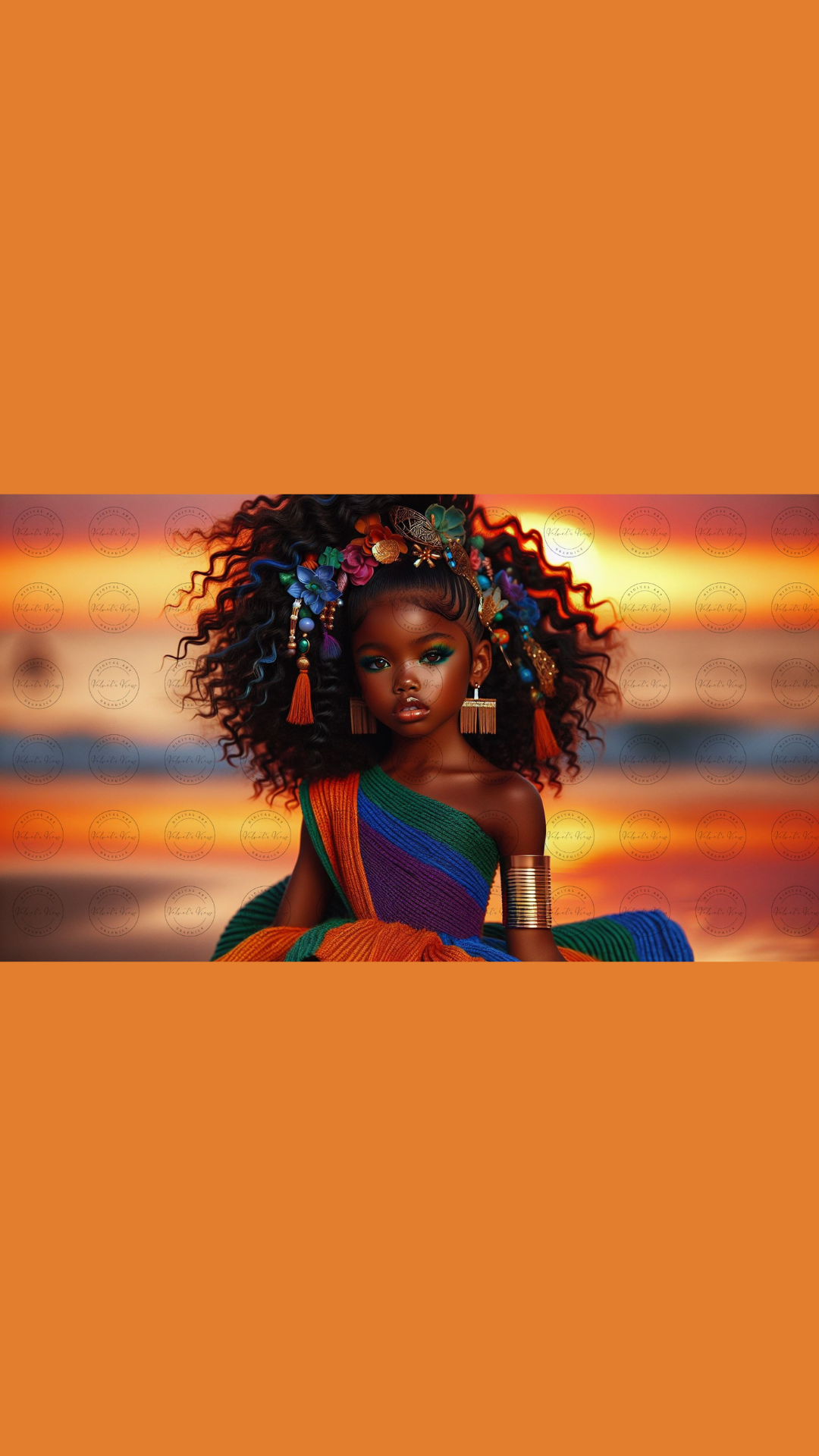 Black Girl Art - Kids Digital Art - Sunset Serenade - Velvets View's Radiant Collection 410
