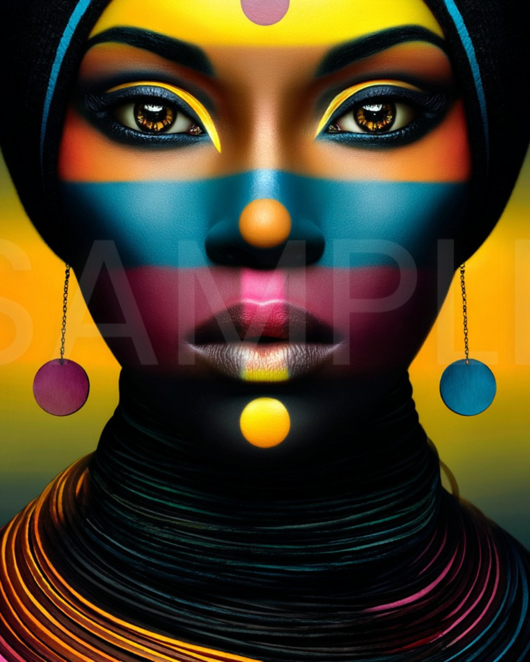 Afro Modern Majesty: Bold Digital Portraits of African Women in Geometric Color Patterns – Velvet’s View Exclusive - hfb852314I