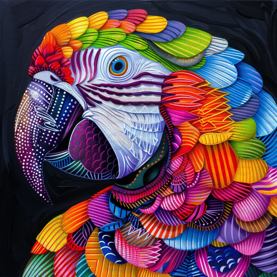 Black Girl Art – Animal Digital Prints - Velvet's View – Vibrant Parrot Paradise: Neon Feathered Beauties