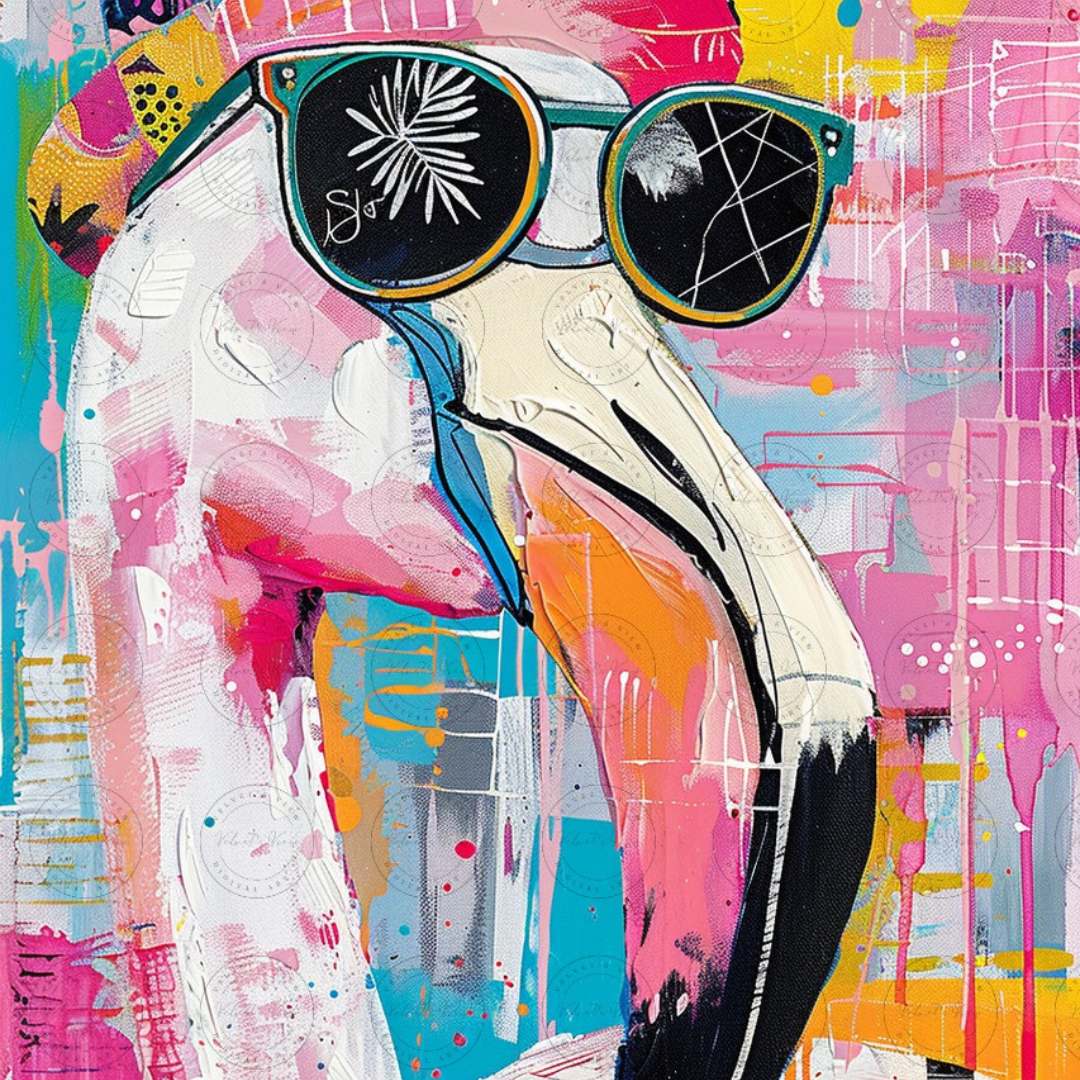 Black Girl Art - Velvet's View Digital Art - Funky Flamingos 518