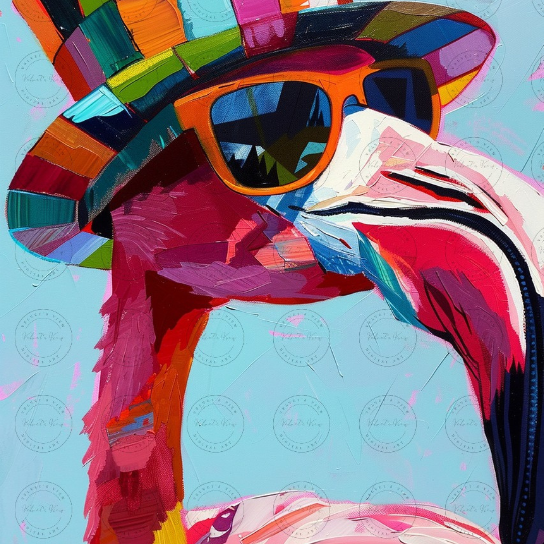 Black Girl Art - Velvet's View Digital Art - Funky Flamingos 517