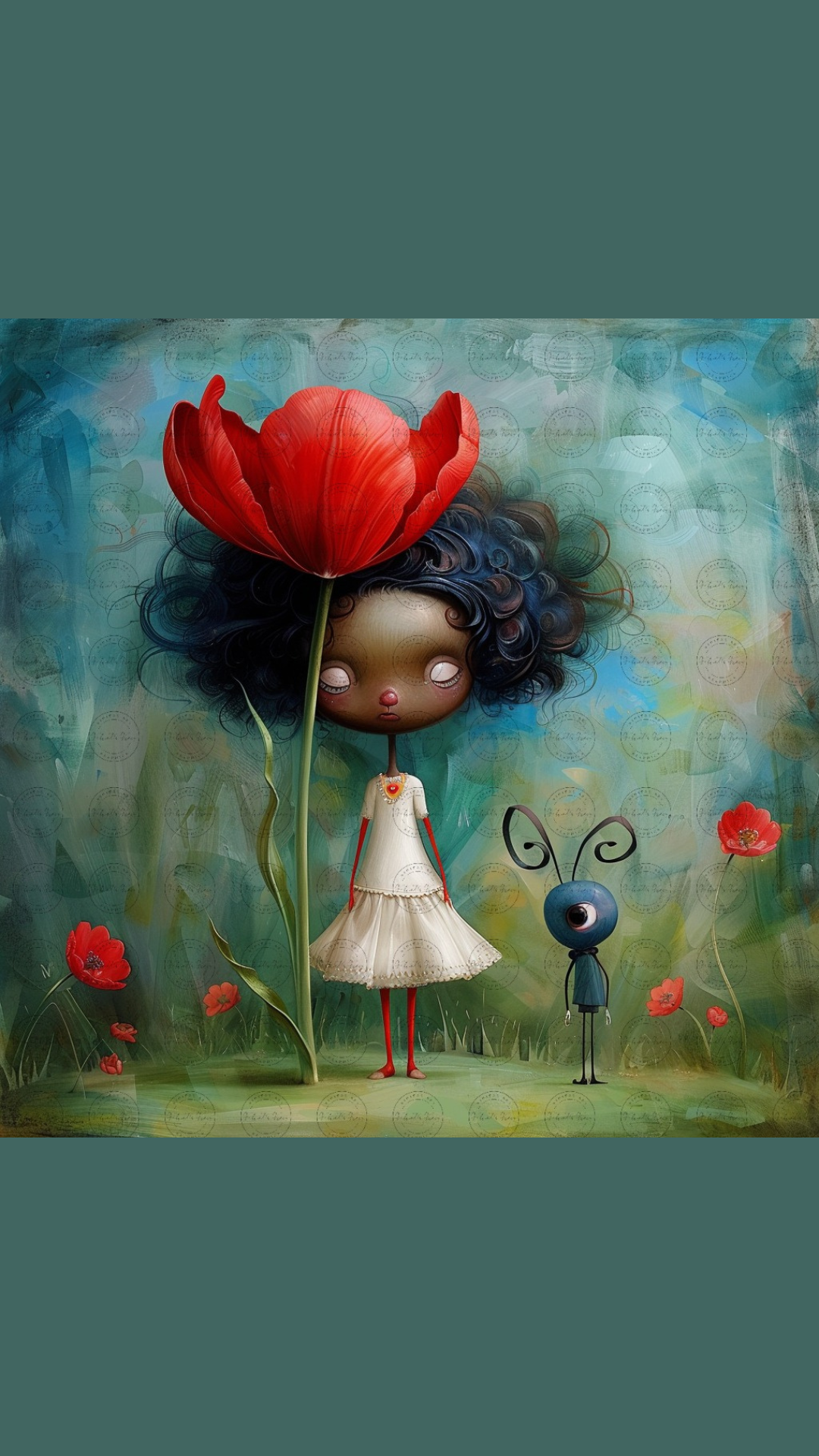 Black Girl Art - Kids Digital Art - Velvet's View - Tressa and Her Tulips 1018