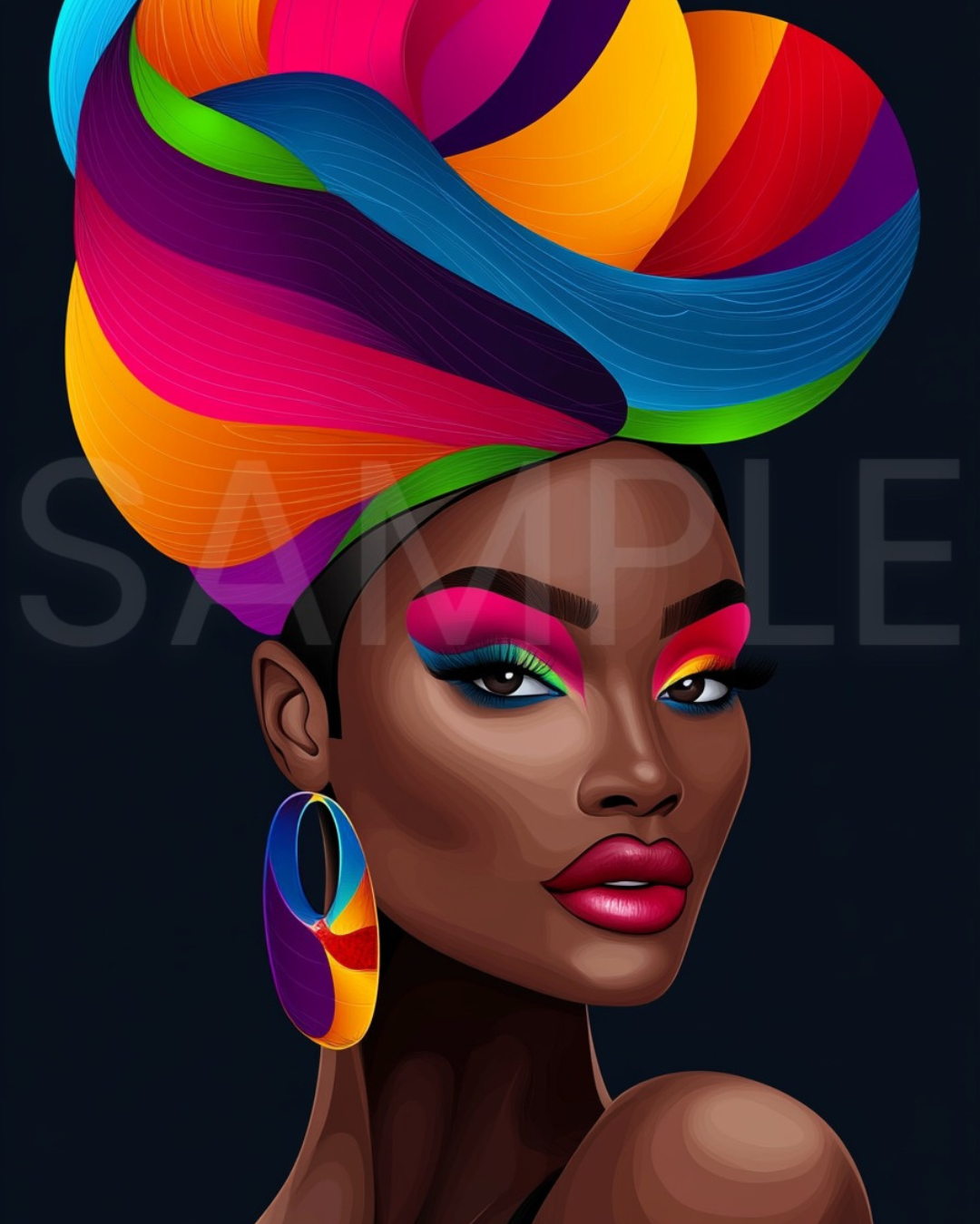 Bold African American Woman Digital Art – Afrocentric Wall Prints by Velvet’s View - 2hnum169