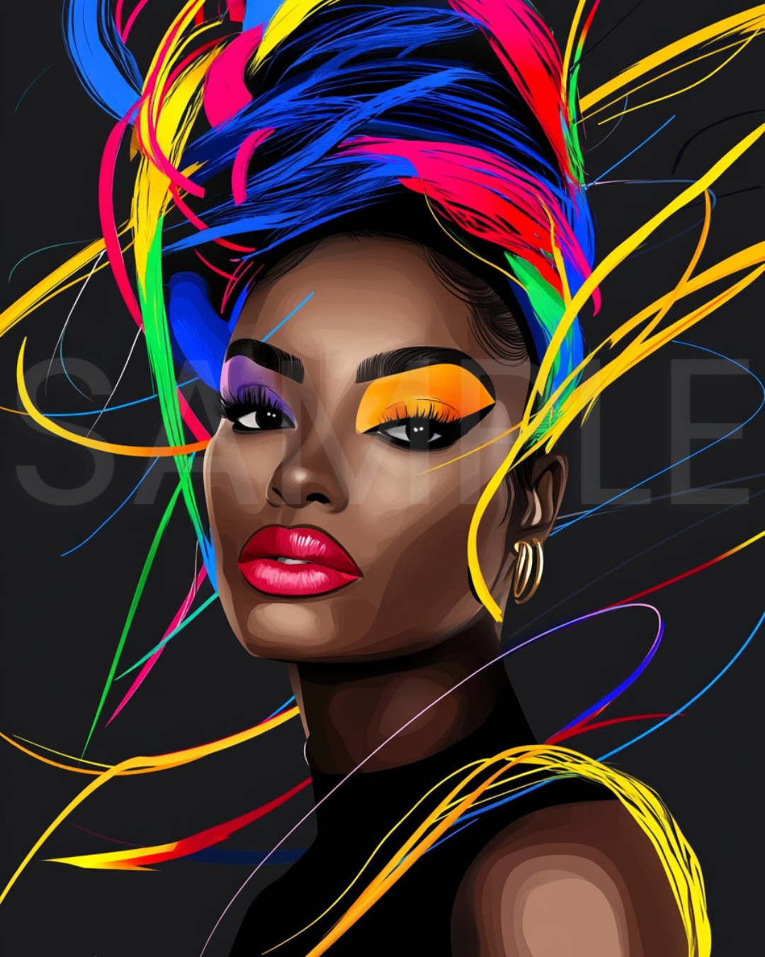 Bold African American Woman Digital Art – Afrocentric Wall Prints by Velvet’s View -512222359