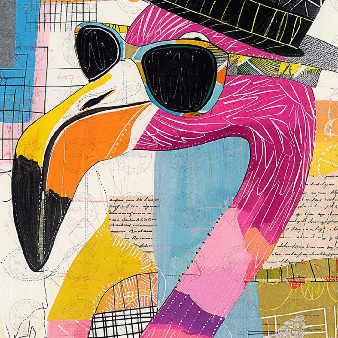 Black Girl Art - Velvet's View Digital Art - Funky Flamingos 516
