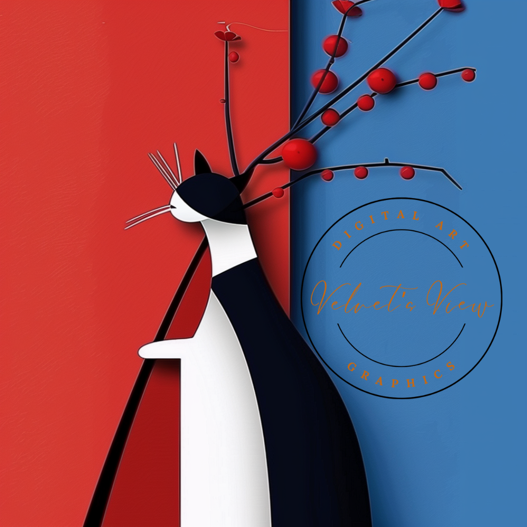 Black Girl Art - Velvet's View Digital Art - Feline Elegance: Minimalist Cat Art Collection 1012